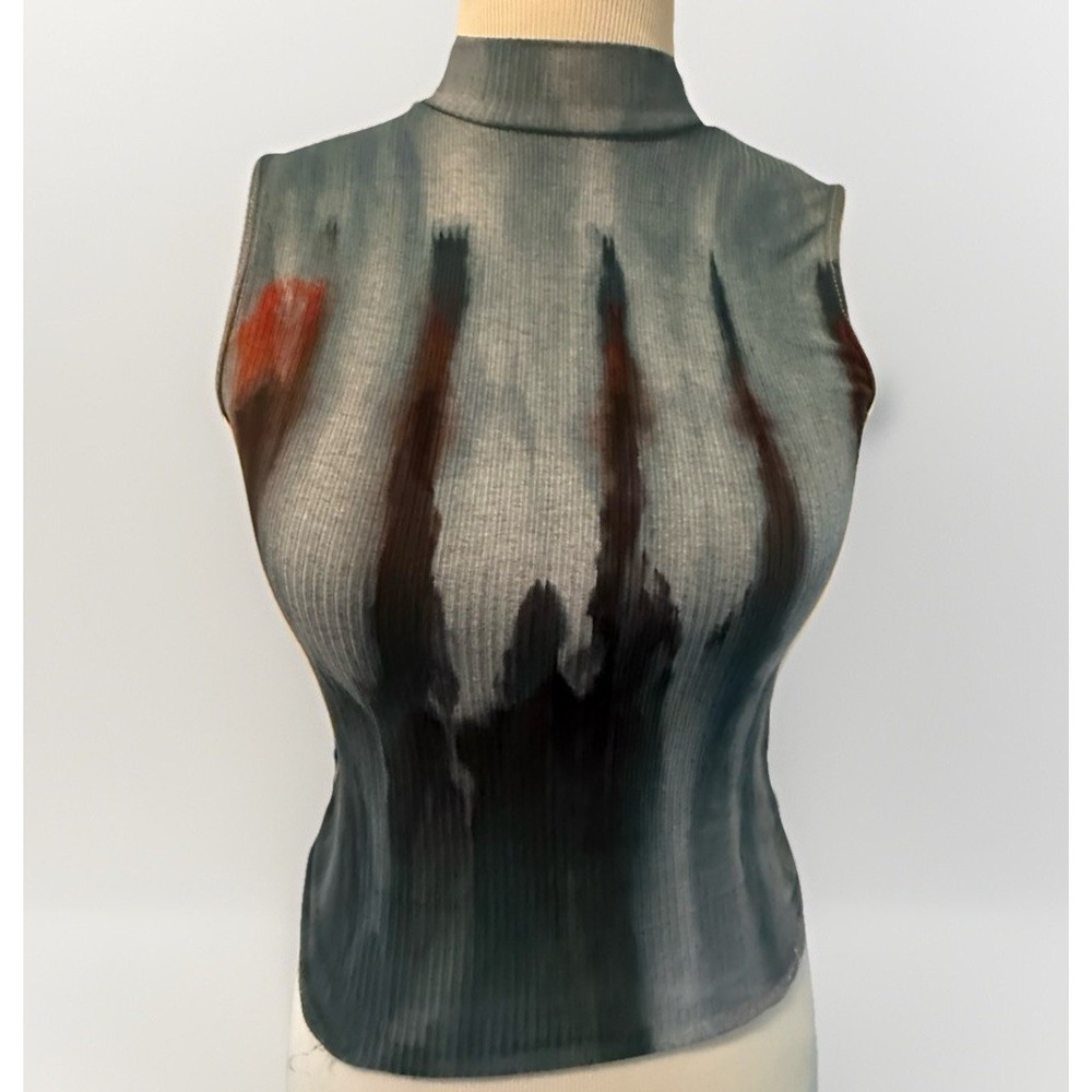 Detroit Dye House Top Sleeveless Mock Neck Size Medium Ribbed